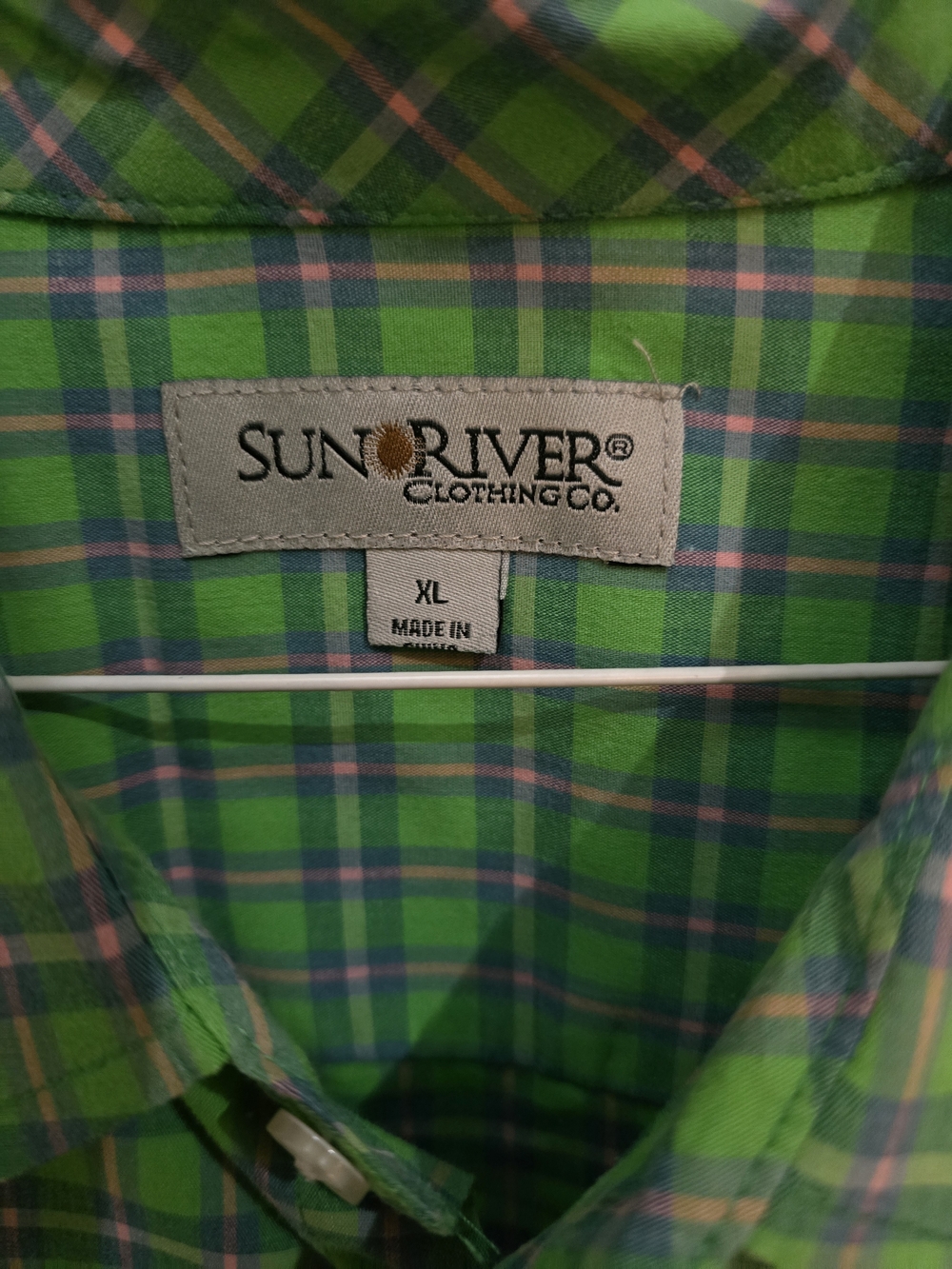 Green Plaid Short-Sleeve Button-Down Shirt #537 - Picture 2 of 4